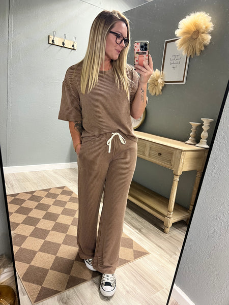 Corded Pant Sets-Brown
