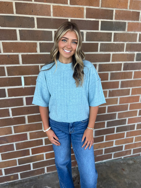 Cloud-Nine Grid Sweater - Blue