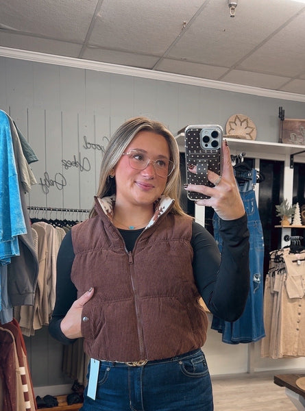 Reversible Corduroy Puffer Vest