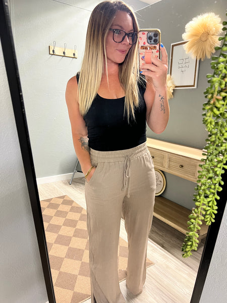 Strolling Linen Pants-Cocoa