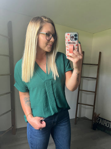Classic V Neck-Hunter Green