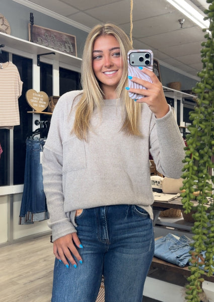 Ribbed sweater-tan