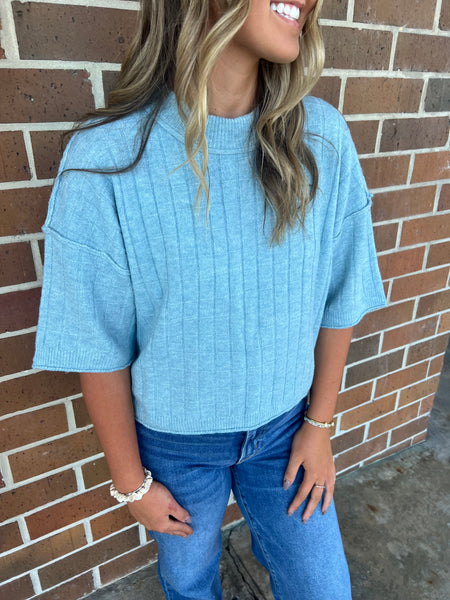 Cloud-Nine Grid Sweater - Blue