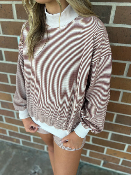 The Mila Striped Set- Brown and White