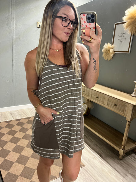 Living in sunshine Romper Dress-Mocha