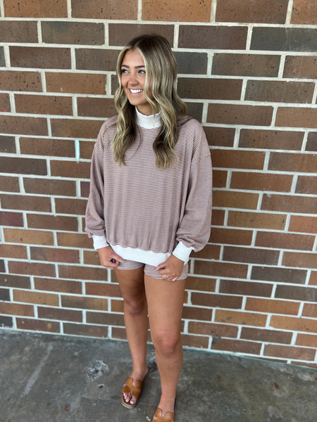 The Mila Striped Set- Brown and White