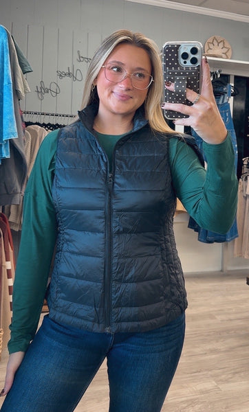 Lightweight Down Packable Puffer Vest-Black