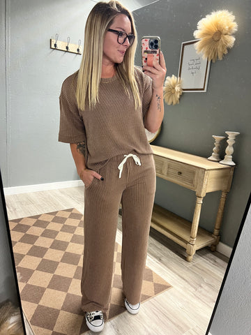 Corded Pant Sets-Brown