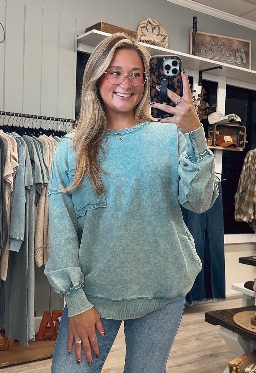 The Mallory Pullover-Ash Blue