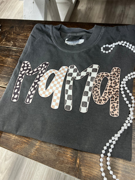 Mama Checkered Leopard Tee