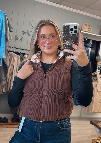 Reversible Corduroy Puffer Vest