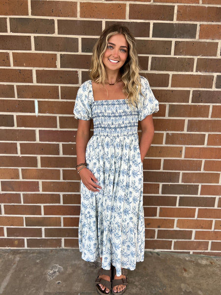 Spring Blue Flower Dress