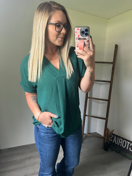 Classic V Neck-Hunter Green