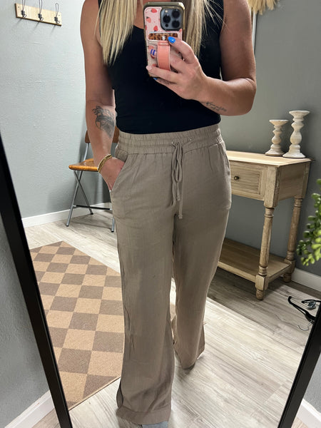 Strolling Linen Pants-Cocoa