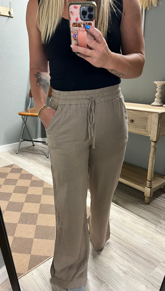Strolling Linen Pants-Cocoa