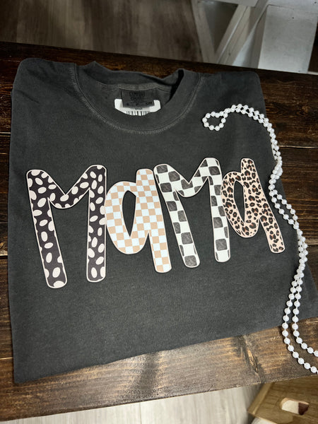 Mama Checkered Leopard Tee
