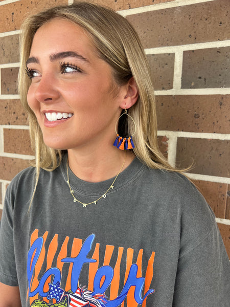 Orange & Blue Tassel Earrings