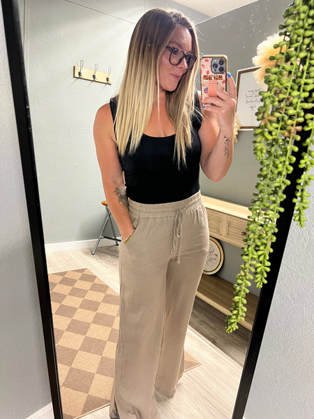 Strolling Linen Pants-Cocoa