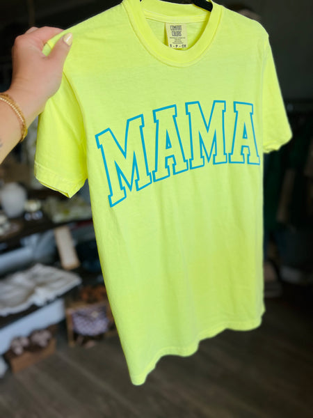 Mama Puffprint Tee-Neon