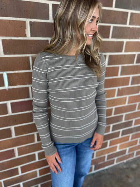Sage Striped Sweater