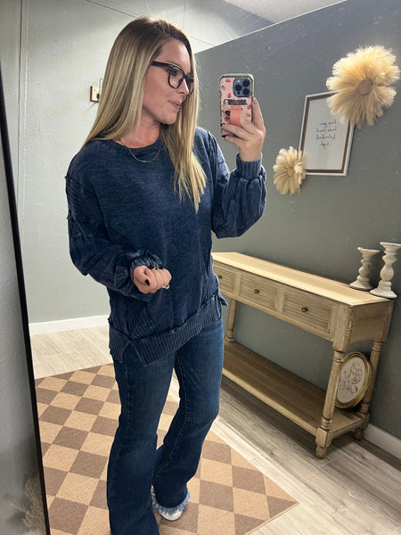Welcome To Fall Top-Navy