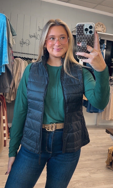 Lightweight Down Packable Puffer Vest-Black