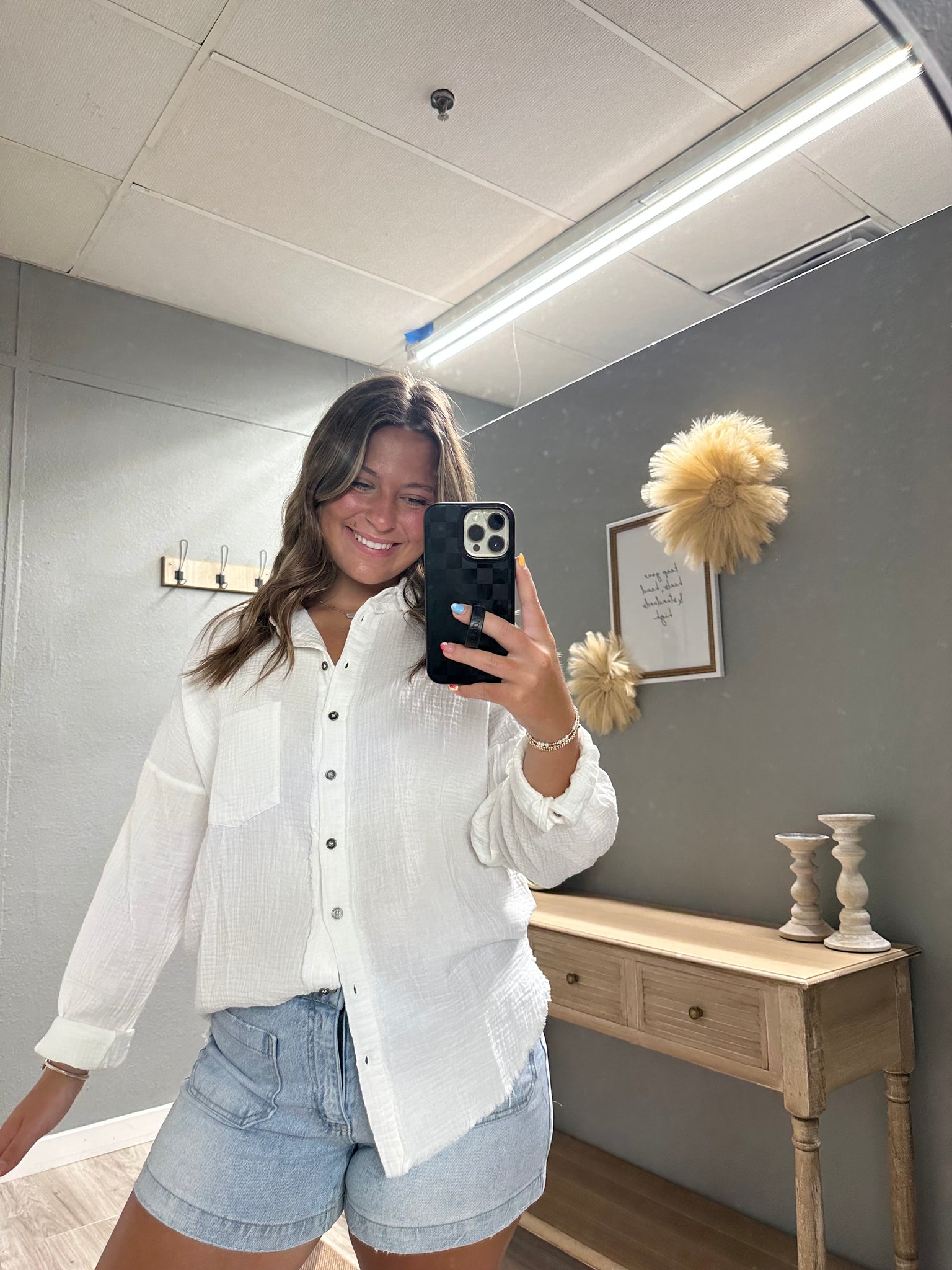 Everyday Linen Button Up-White
