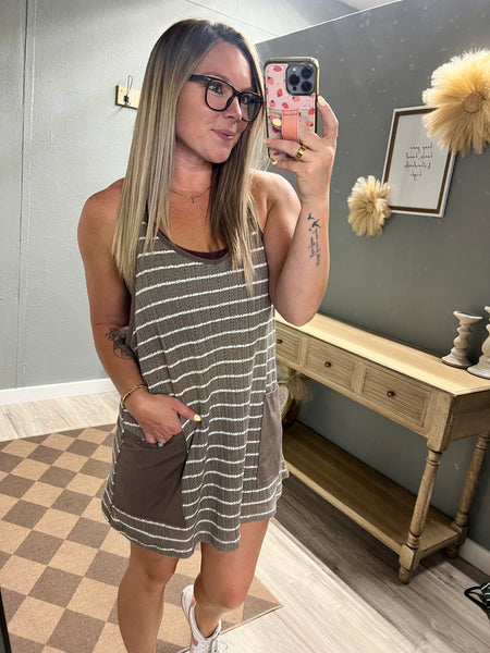 Living in sunshine Romper Dress-Mocha