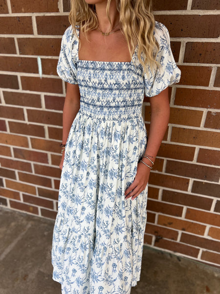 Spring Blue Flower Dress