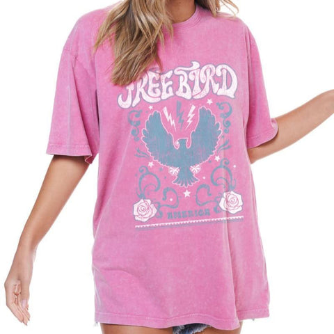 Free Bird America Tee-Pink